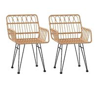 Stylish Garden Chairs UV Resistant PE Rattan, Comfortable Seating and Stability for Garden, Balcony and Patio with Armrest, Backrest and Footpad for Firm Ground Stand (Brown)