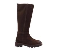 Norize Knee-High Boots in Suede with Flat Heel Dark Brown