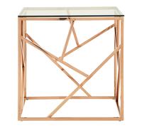 Stylish Geometric End Table, Versatile Statement Table, Easily Maintained Sitting Room Table Premier Housewares Rose Gold One Size