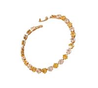 Stylish Geometric Pattern Chain Gold Plated Cubic Zirconia Stone Wristchain Adjustable Length Handchain Square Zirconia