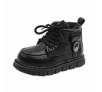 Stylish Girls Ankle Boots Comfortable Soft Sole Short Kids Boots British Style Leather Shoes for Girls Ideal for 1-6 Years, black, 8 UK Child