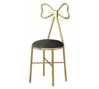Stylish Girls Dressing Table Chair PU Leather & Velvet Makeup Stool with Creative Tie Backrest for Bedroom Comfortable Dark Grey Vanity Seat for Kids