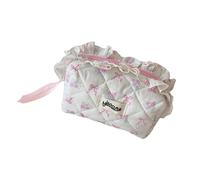 Stylish Girls Makeup Bag Lace Embellished Cosmetic Storage Pouches Water Resistant Polycotton Materials Roomy Design for Cosmetics Accessories Adorable Storage Pouches