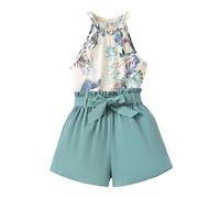 Stylish Girls Summer Coordinated Set Sleeveless Tank Top and Printed Shorts Casual Two Piece Playwear Outfit Baby Grow Girl Dress Hoodie