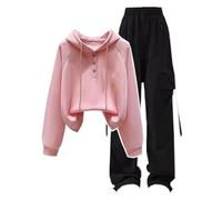 Stylish Girls Two Piece Outfit Set Featuring Cozy Hooded Sweatshirt and Relaxed Wide Leg Joggers for Teen Students Casual School Wear 2pcs Jogging Suits Women UK Clothes Kids