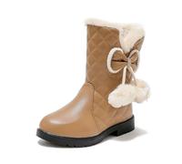 Stylish girls' winter boots with robust tread sole for optimal grip, cosy warmth in the cold season, khaki, 1/1.5 UK