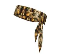 Stylish Gold Glitter Pineapples Fruit Print Sports Head Tie Bandanas - Unisex Workout Hair Band for Jogging, Cycling, Yoga, and More