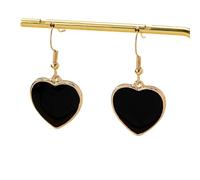 Stylish Gold Heart Drop Dangle Earrings Dangly for Women, Charm Enamel Love Heart Drop Hook Earring Vintage Party Daily Life Valentine Jewelry Gift, Large, Metal, No Gemstone
