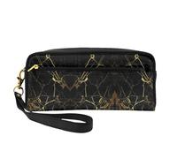 Stylish Gold Marbling Texture Double-Sided Printed Leather Portable Makeup Pouch-Multi-Purpose Cosmetic Bag, Pencil Case and Organizer for Women