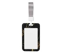 Stylish Gold Marbling Texture Printed Id Card Badge Holder with Neck Strap Waterproof Name Card Holder Plastic Vertical Sleeve Pocket