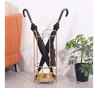 Stylish Gold Metal Umbrella Stand - Portable Holder with Hooks Large Decorative Basket for Home Entryway Modern Indoor Accessory for nization & Elegance