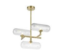 Stylish Gold Modern Chandelier Pendant Light Fixture - 3-Lights with Transparent Glass Shades for Kitchen Island, Bedroom, Hallway, Bar, Living Room Decor