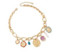 Stylish Gold Paperclip Necklace Adorned With Sun Moon And Star Charm A Versatile Accessory For Any Occasion Wear