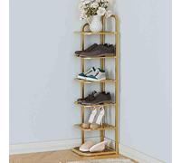 Stylish Gold Shoe Rack Slim Metal Shoe Organizer with Open Shelves Multi-Tier Storage Solution for Entryway Hallway & Bedroom Space-Saving Design (27 x 26 cm)