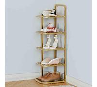 Stylish Gold Shoe Rack Slim Metal Shoe Organizer with Open Shelves Multi-Tier Storage Solution for Entryway Hallway & Bedroom Space-Saving Design (27x26x)