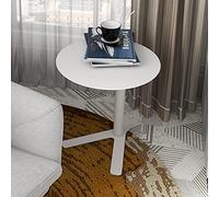 Stylish Gold Y-Base Round Side Table - Glossy White Finish Compact Metal End Table for Living Room, Bedroom, Bathroom, Balcony - Modern Design for Small Spaces