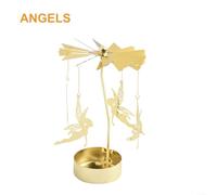 Stylish Golden Candle Holder with Unique Rotation Mechanism Great Table Accent (Angels)