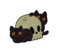 Stylish Gothic Cats Brooch With Skeleton Claw Unique Skull Cats Fashion Pin For Halloween Party Costume Accessories Gothic Animal Jewelry Accessory