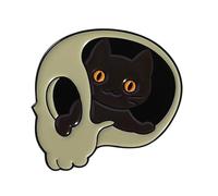 Stylish Gothic Cats Brooch With Skeleton Claw Unique Skull Cats Fashion Pin For Halloween Party Costume Accessories Unisex Skull Brooch Gift