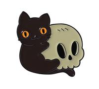 Stylish Gothic Cats Brooch With Skeleton Claw Unique Skull Fashion Pin For Halloween Party Costume Accessories Mysterious Black Jewelry