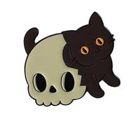 Stylish Gothic Cats Brooch With Skeleton Claw Unique Skull Fashion Pin For Halloween Party Costume Accessories Skull Accessory