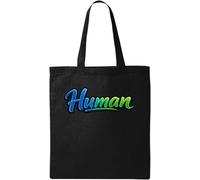 Stylish Gradient Human Typography Natural Cotton Tote Bag Black