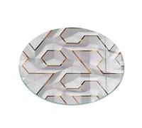 Stylish Graphic Hearth Glass Plate | Tempered Fireplace Floor Guard | Heatproof Log Burner Base | Decorative Spark Shield - fi90cm (35.4 inch) - Geometric 3D pattern