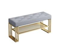 Stylish Gray Entryway Shoe Bench with Cushioned Seat Space-Saving Ottoman Storage & for Hallway Mudroom or End of Bed - 100x25cm Design
