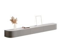 Stylish Gray Floating TV Cabinet - Solid Wood Wall-Mounted Media Console with Storage Drawers & Cable Management Modern Entertainment Center (160x24x20cm)