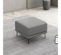 Stylish Gray Leather Ottoman - Versatile Footrest and Shoe Changing Stool - Perfect for Bedroom End of Bed or Oversized Living Room Coffee Table (40 x 40 x)
