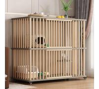 Stylish Gray Modern Wooden Cat House Condo - 2-Tier Indoor/Outdoor Cat Cage with Wheels, Sisal Jumping Platform, Cat Hole & 360° Ventilation for Happy Cats