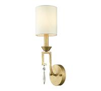 Stylish Grecian Key Wall Light With Ivory Shade And Distressed Gold Finish