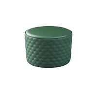 Stylish Green Leather Round Footstool 36x26cm Ottoman for Living Room Kitchen & Bedroom Modern Home Decor Versatile Seating & Comfortable Footrest