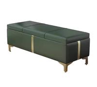 Stylish Green Modern Storage Ottoman Bench - 15.7in Long Perfect for Bedroom Living Room Entryway & Office - Versatile Storage Stool for Hallway & Bed End nization