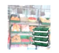 Stylish Green Retail Display Rack with 8 Baskets - Perfect for Vegetables, Toiletries, and Household Items - Tiered Market Shelf for Home Organization and Decoration