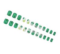 Stylish Green Shamrock Designs Press On Nails Full Covers False Nails Manicure For Patrick's Day Parties And Event Fashionable Nail Accessories