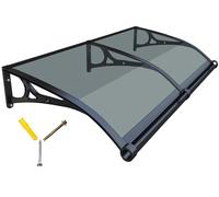 Stylish Grey Aluminum Canopy Awning for Front Door100x110cm Polycarbonate Outdoor Shelter Rain & UV Protection Entryway Cover