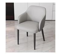 Stylish Grey Faux Leather Dining Chair with Padded Seat & Backrest Upholstered Accent Armchair for Kitchen & Lounge Metal Legs Comfortable Reception Side Chair