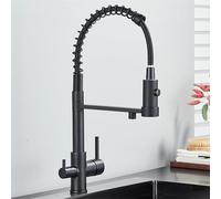 Stylish Grey Pull Faucet - 3-Way Brass Water Filter Tap with 360° Rotation for Easy Cleaning & Use - Modern Kitchen Wasserhahn