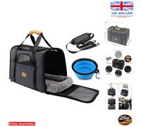 Stylish Grey Top-Opening Pet Travel Carrier - Removable Mat & Storage Pocket