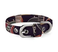 Stylish Guitar Collection Dog Collar with Stainless Steel Buckle Lightweight Cute Printed Cat Collar Adjustable Pet Collars for Small Medium Large Dogs and Cats