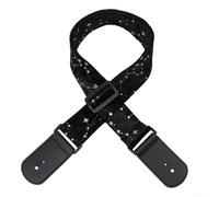 Stylish Guitar Strap Featuring Vibrant Star Pattern, Suitable for Bass and Mandolin, Soft Velvet with Sturdy Leather Ends (Black)