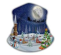 Stylish Half Face Headwear, Headwear Tree Snowman Gifbox Moon Santa Claus Flying Sleigh Snow Universal Neck Gaiter for Skiing Yoga Running