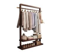 Stylish Hall Tree With Bench Shoe Storage Double-Layer Coat Rack On Wheels 360° Rotating Design For Bedroom/Office/Entryway Easy Installation Natural Wood Finish 105X32X185Cm,Walnut Color-85x32x185cm