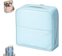 Stylish Handheld Partitioned Cosmetic Bag, Large Capacity Partitioned Cosmetic Organizer,Full Open Upright Compartments,Toiletry Bag Travel Makeup Bag,Water-Resistant Hung on A Suitcase (Blue)