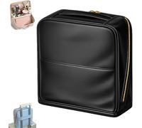 Stylish Handheld Partitioned Cosmetic Bag, Large Capacity Partitioned Cosmetic Organizer,Full Open Upright Compartments,Toiletry Bag Travel Makeup Bag,Water-Resistant Hung on A Suitcase (Black)