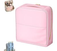 Stylish Handheld Partitioned Cosmetic Bag, Large Capacity Partitioned Cosmetic Organizer,Full Open Upright Compartments,Toiletry Bag Travel Makeup Bag,Water-Resistant Hung on A Suitcase (Pink)