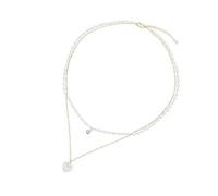 Stylish Heart and Pearls Necklace Double Layer Women Neck Jewelry Adjustable for a Timelesses Look Double Layer