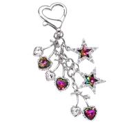 Stylish Heart Cherries Blossoms Star Keychain With Fruit Pendants Designed For Women And Girls Friendship Gift French Keychain