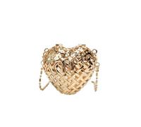 Stylish Heart Shaped Metal Mini Bag with Detachable Chian for Women Hollowed Out Metal Crossbody Handbag Coin Purse